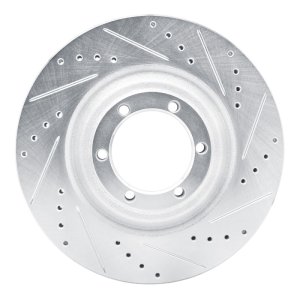 Chevrolet Colorado Brake Rotor (1) - Front Right - R1 Concepts - Drilled & Slotted - Silver - `12-`18